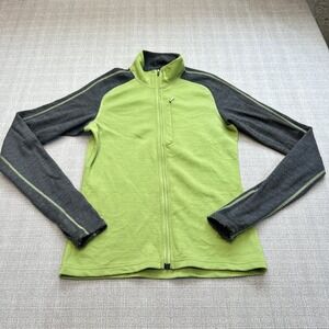 Ibex Womens Jacket‎ Small Merino Wool Full Zip Green Gray Outdoor Hiking Active